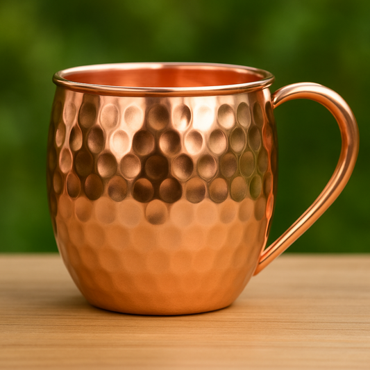 Pure Copper Moscow Mule Mugs (Set of 2) +2 Copper Straws | Hammered Finish | Purely Copper