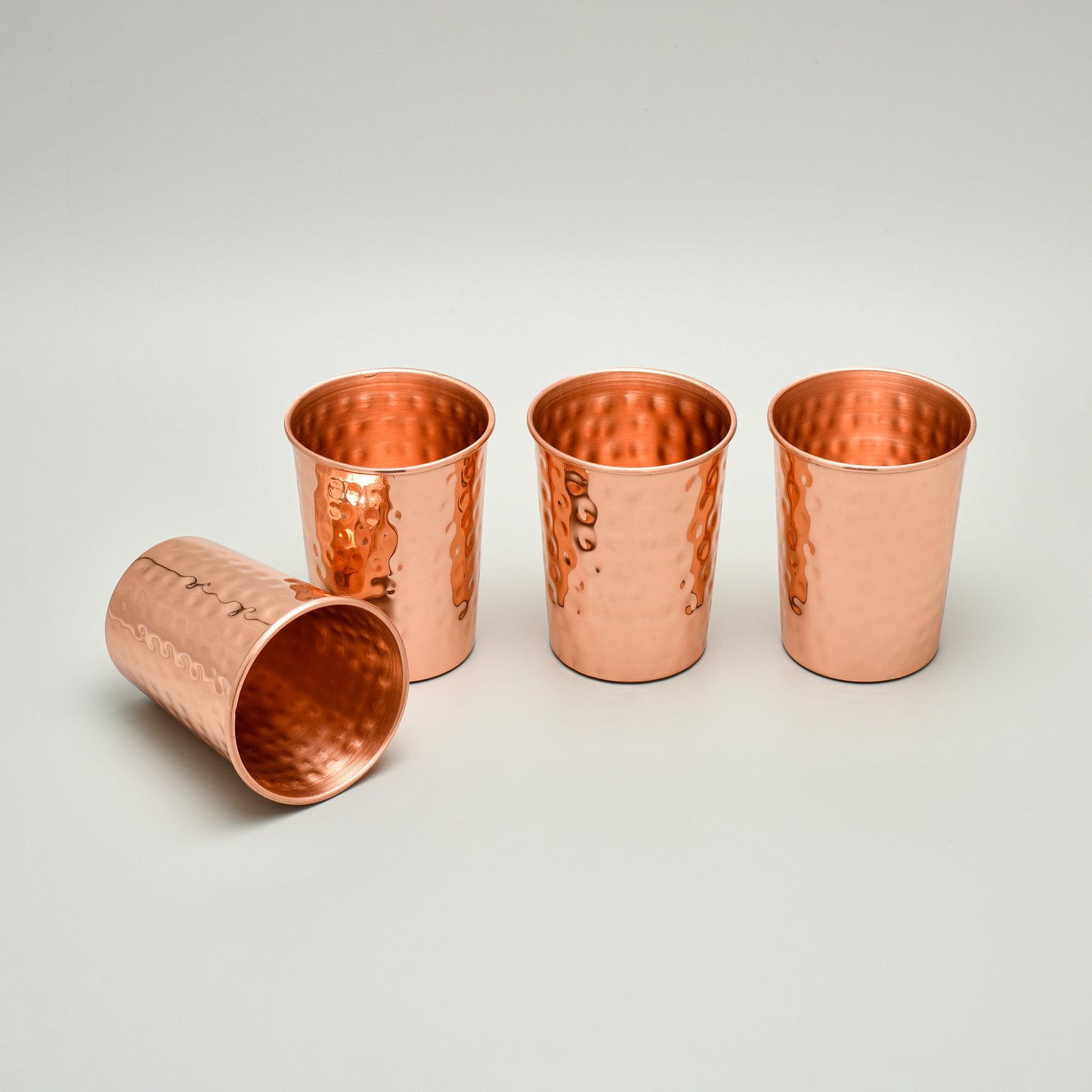 Set of 4 Ayurvedic Hammered Copper Glasses – Purely Copper