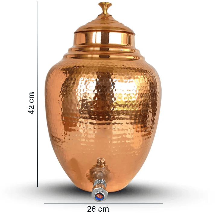 PurelyCopper 8 L Hammered Copper Water Dispenser | Hand-Hammered Dispenser