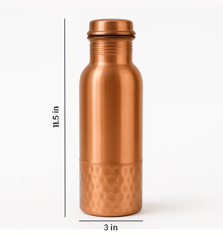 Pure Copper Water Bottle Drinkware Set – 1 Bottle + 2 Glasses
