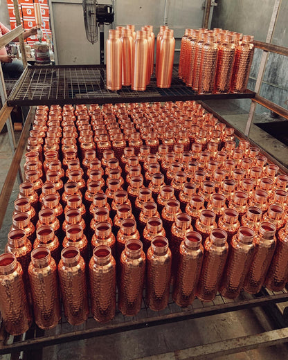 Hammered Pure Copper Water Bottle – 950ml | Handcrafted & Ayurvedic