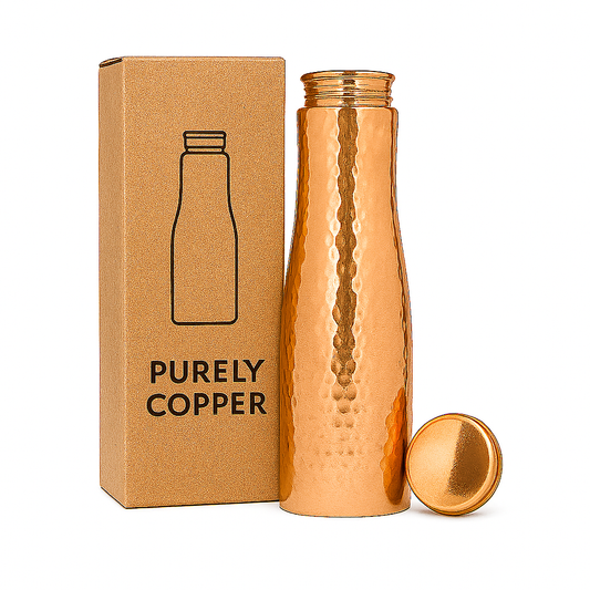 PurelyCopper Hammered Copper Water Bottle – 950ml | Ayurvedic Wellness Bottle