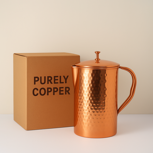 Pure Copper Jug - 2L Hammered Copper Jug - Purely Copper