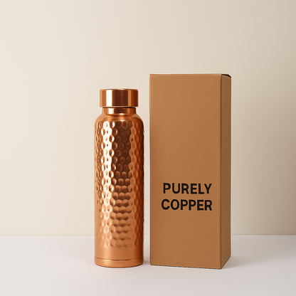 Hammered Pure Copper Water Bottle – 950ml | Handcrafted & Ayurvedic