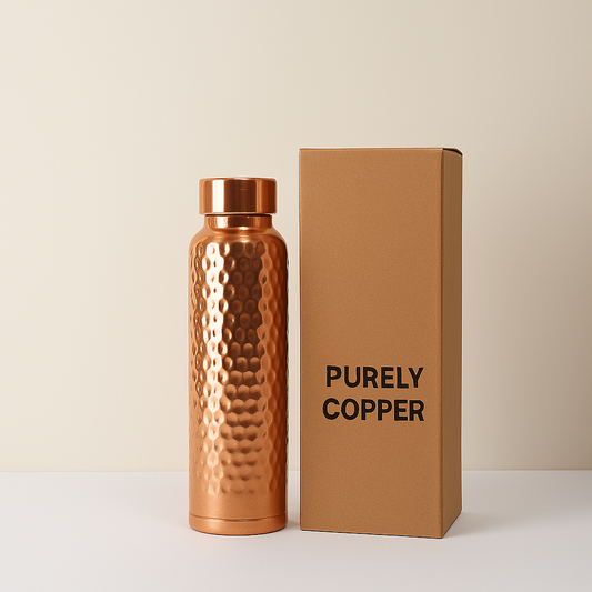 Hammered Pure Copper Water Bottle – 950ml | Handcrafted & Ayurvedic