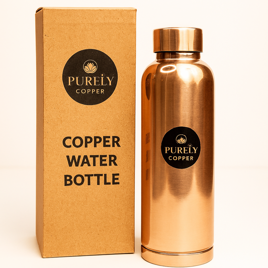 Polished Pure Copper Water Bottle – 950ml | Ayurvedic & Handmade