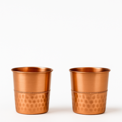 Pure Copper Water Bottle Drinkware Set – 1 Bottle + 2 Glasses