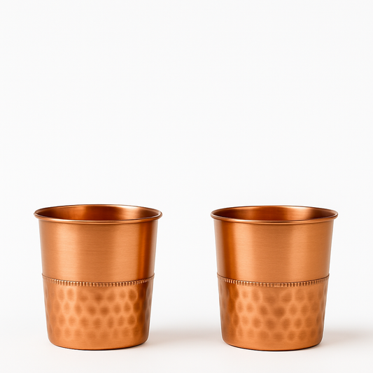 Pure Copper Water Bottle Drinkware Set – 1 Bottle + 2 Glasses