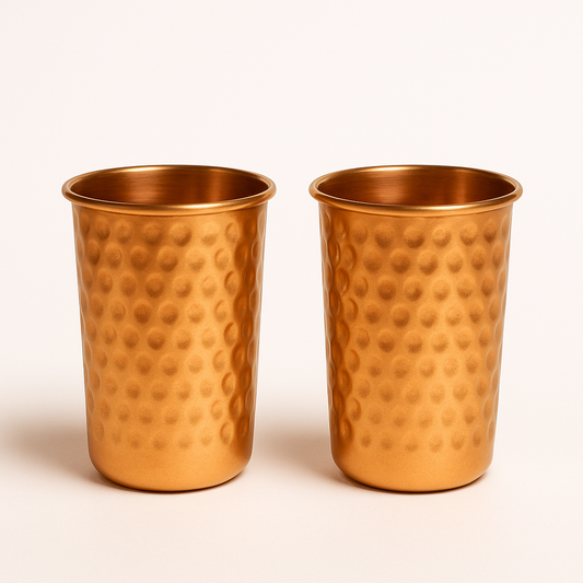 Pure Copper Water Jug Set – 1 Jug + 2 Glasses | Handcrafted Hammered Finish