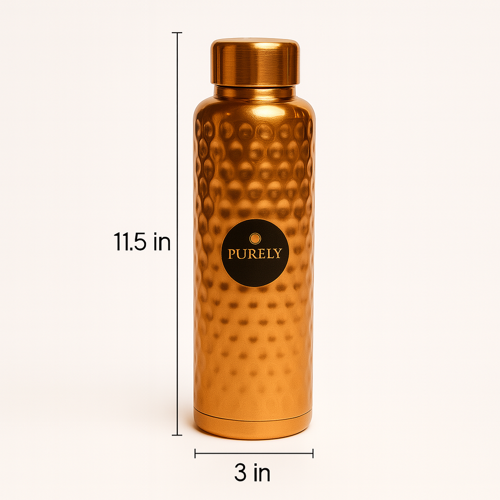 Hammered Pure Copper Water Bottle – 950ml | Handcrafted & Ayurvedic