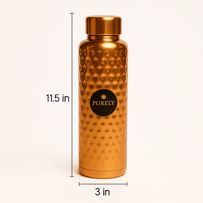 Hammered Pure Copper Water Bottle – 950ml | Handcrafted & Ayurvedic