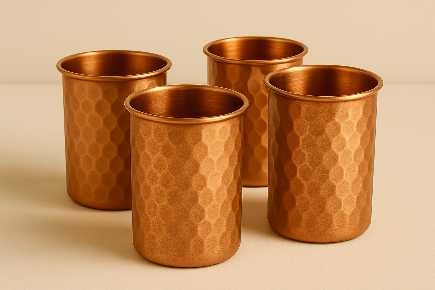 Pure Copper Drinkware Set – Jug, Bottle & 4 Glasses | Ayurvedic Wellness Kit