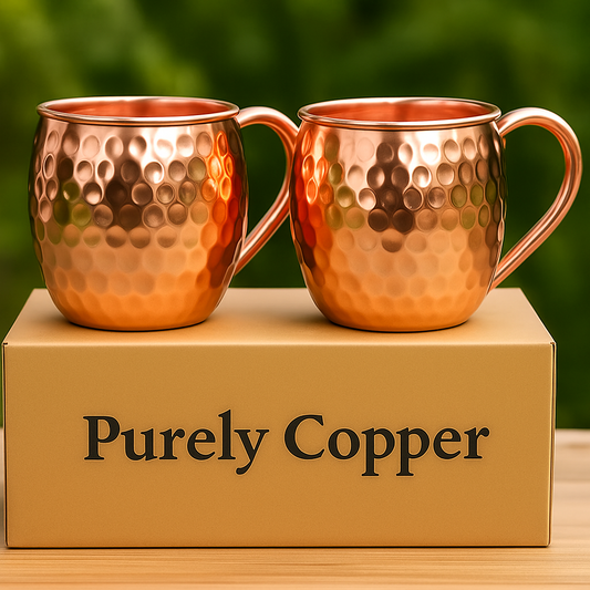 Pure Copper Moscow Mule Mugs (Set of 2) – Hammered Finish | Purely Copper