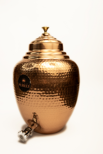 PurelyCopper 8 L Hammered Copper Water Dispenser | Hand-Hammered Dispenser