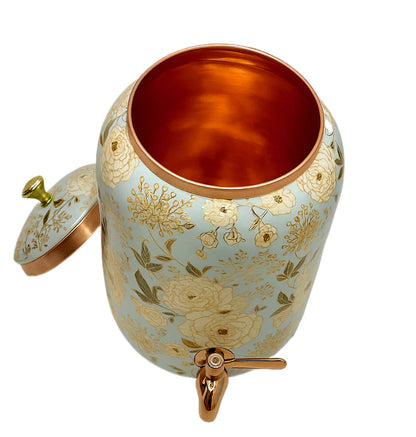 Premium Copper Water Dispenser with Golden Floral Design – 5L
