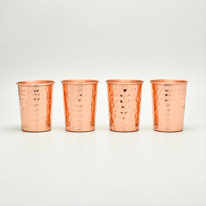 Set of 4 Ayurvedic Hammered Copper Glasses – Purely Copper