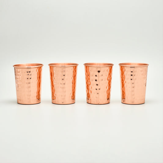 Set of 4 Ayurvedic Hammered Copper Glasses – Purely Copper