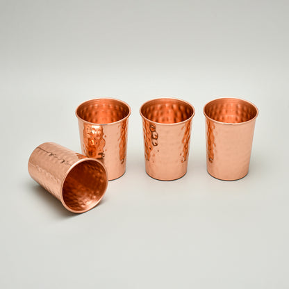 Set of 4 Ayurvedic Hammered Copper Glasses – Purely Copper