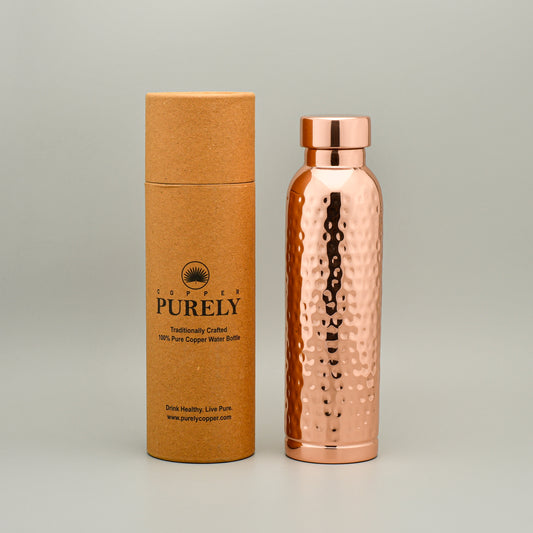 Hammered Pure Copper Water Bottle – 950ml | Handcrafted & Ayurvedic