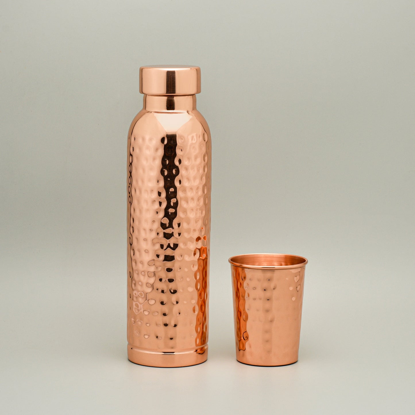 Hammered Copper Gift Set – 2 Bottles + 2 Glasses | PurelyCopper Exclusive