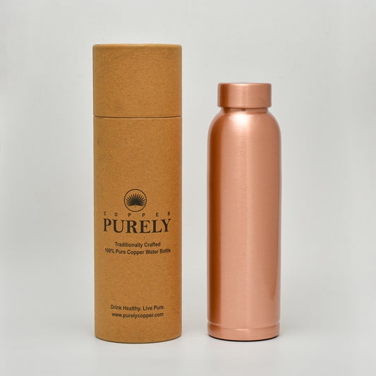 Polished Pure Copper Water Bottle – 950ml | Ayurvedic & Handmade
