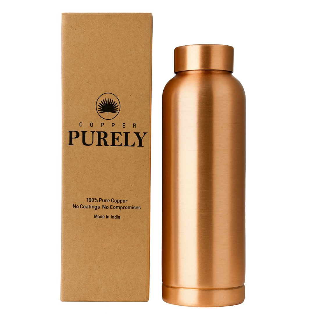 Polished Pure Copper Water Bottle – 950ml | Ayurvedic & Handmade