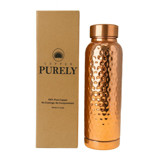 Hammered Pure Copper Water Bottle – 950ml | Handcrafted & Ayurvedic