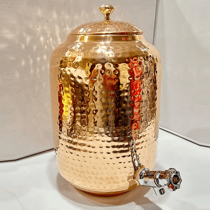 Pure Copper Hammered Water Dispenser | Ayurvedic Matka by PurelyCopper | 5-Litres
