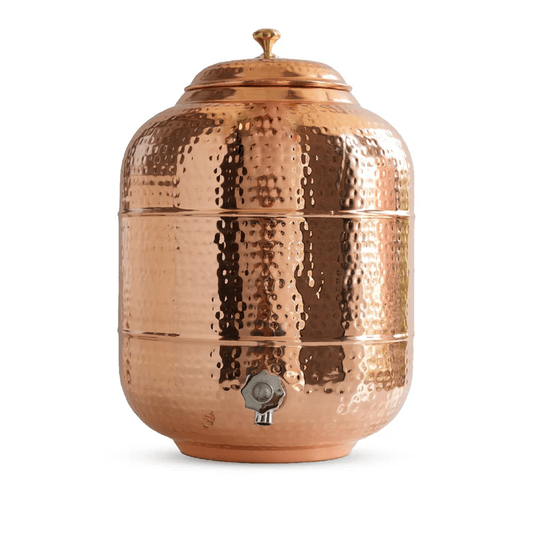 Pure Copper Hammered Water Dispenser | Ayurvedic Matka by PurelyCopper | 5-Litres